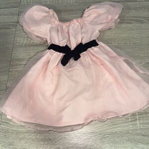 Charming Pink Kids Dress with Black Bow